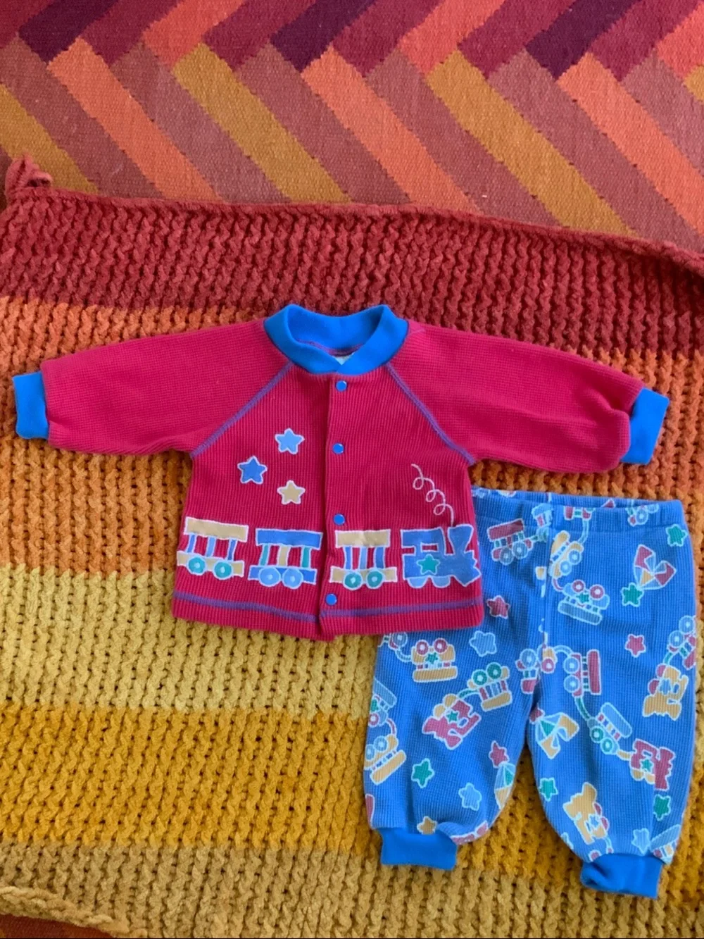 Red & Blue Toddler Train Knit Set - Kids Toys